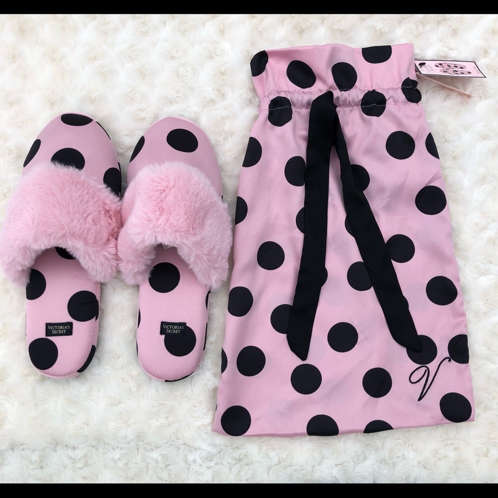 Victoria Secret Polka Dot Satin Slippers